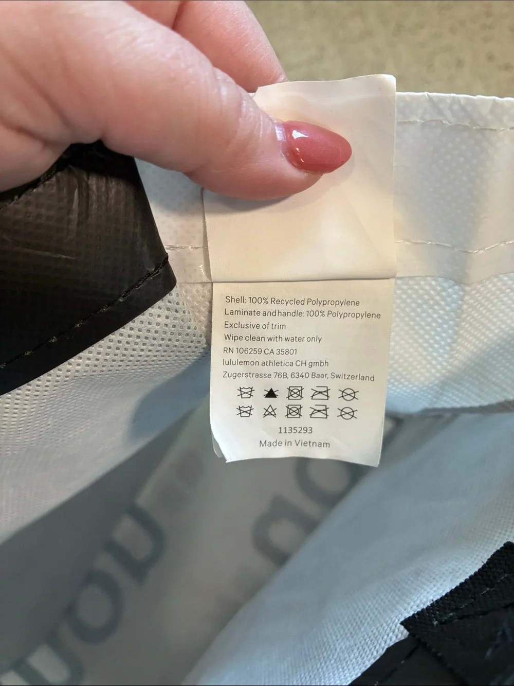 Lululemon athletica Black & White Large Reusable Tote Carryall Gym Bag